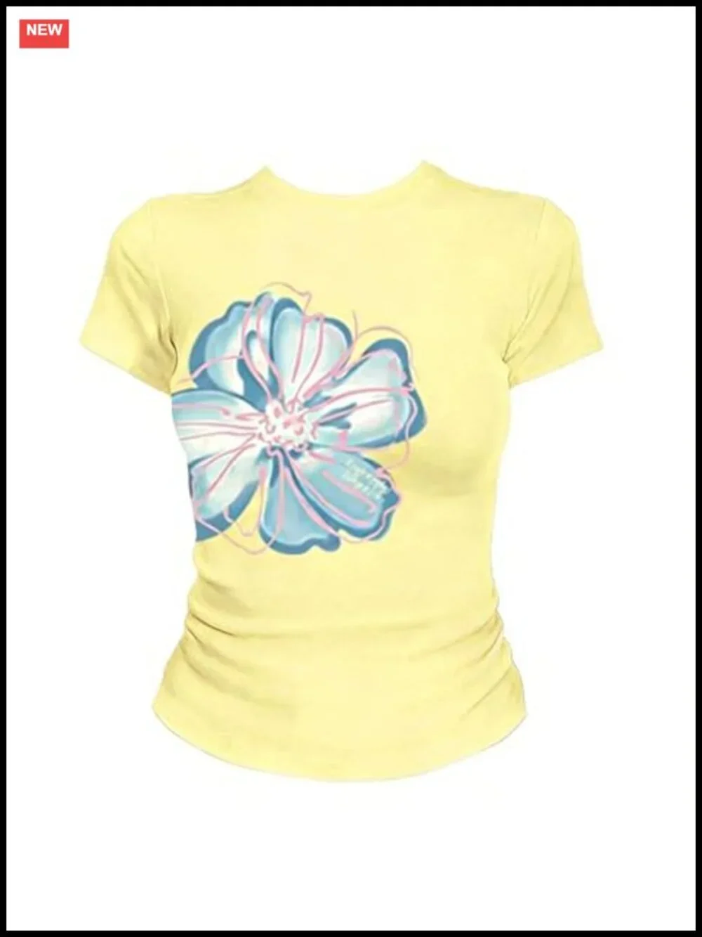 Women Y2k Graphic Tee Slim Fit Floral Short Sleeve Cotton Spandex